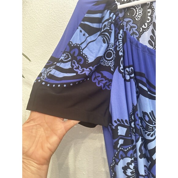 Olivia Matthews Dress Womens 16 Career Office Midi Shift Sheath Shades Of‎ Blue - Picture 2 of 14